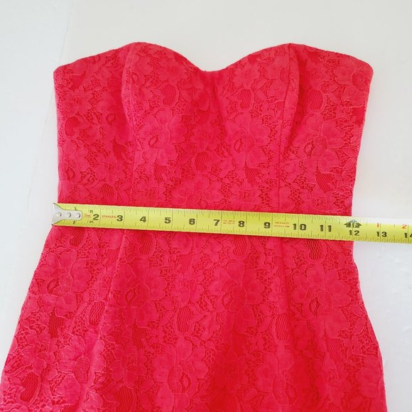 BCBG Roselle Lace Red Berry Strapless Mini Dress - Picture 9 of 12